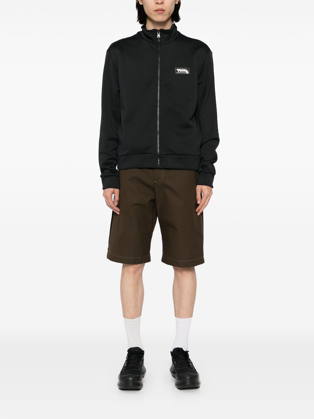 Maison Kitsuné Logo Patched Jacket Black Maison-Kitsune Men Sport Jackets & Windbreakers