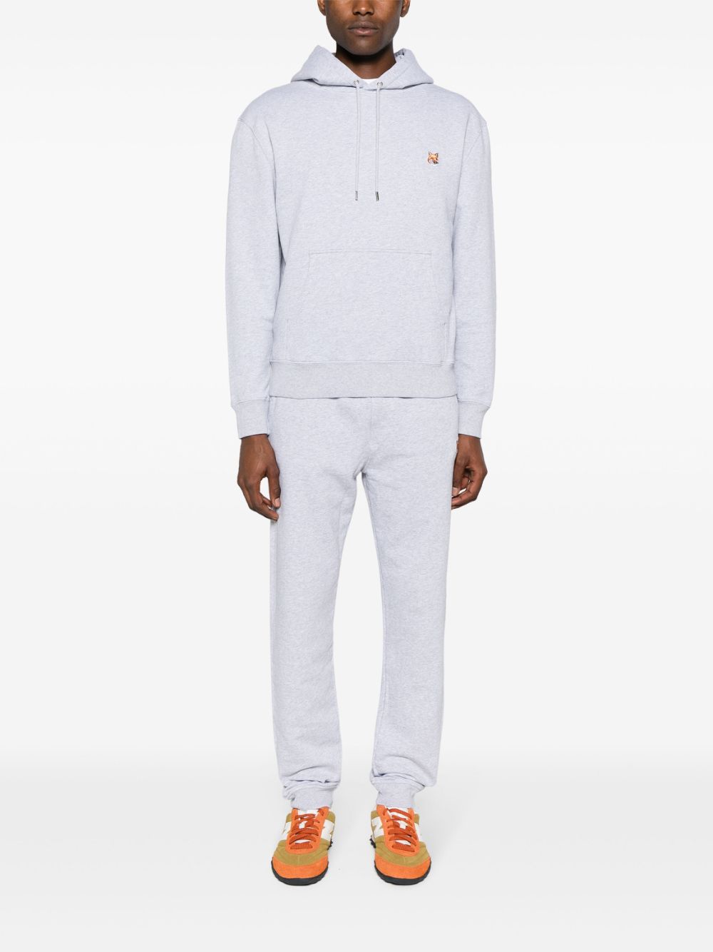 Men Sweatpants Maison-Kitsune Maison Kitsuné Fox Head Cotton Track Pants Grey