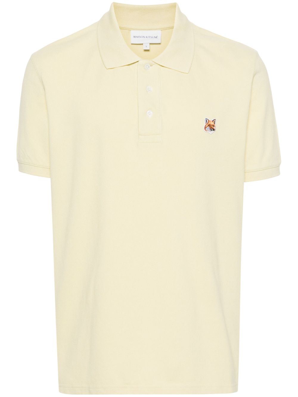 Men Polo Shirts Maison-Kitsune Maison Kitsuné Fox Head Cotton Polo Shirt Yellow