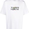 Maison Kitsuné logo-print Cotton T-shirt White Men T-Shirts Maison-Kitsune