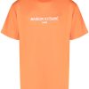 Maison Kitsuné embossed-logo Cotton T-shirt Orange Men T-Shirts Maison-Kitsune