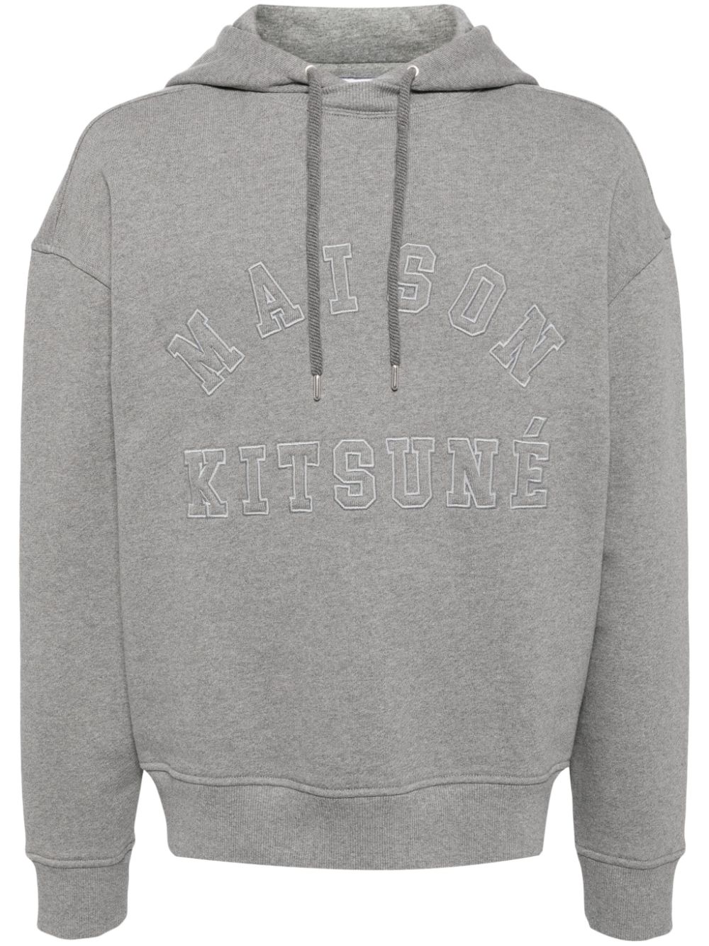 Maison Kitsuné logo-embroidered Cotton Hoodie Grey Maison-Kitsune Men Hoodies