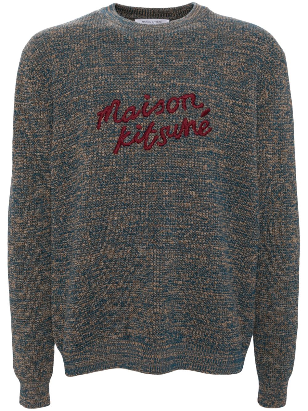 Maison-Kitsune Knitted Sweaters Men Maison Kitsuné Handwriting Jumper Blue
