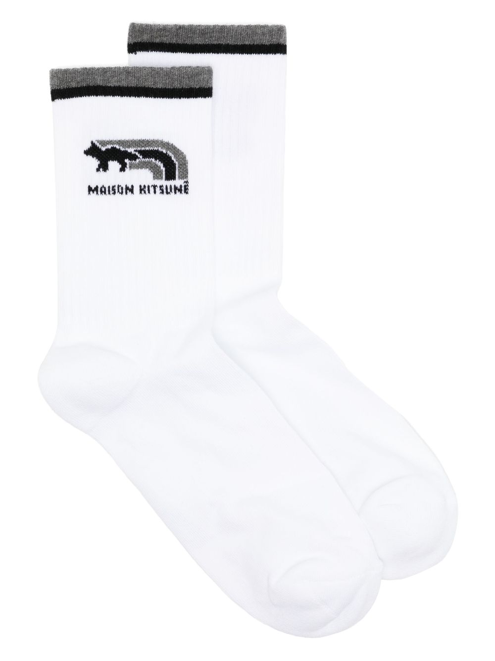 Maison-Kitsune Maison Kitsuné intarsia-knit Logo Socks White Men Socks