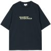 Men T-Shirts Maison-Kitsune Maison Kitsuné logo-embroidered Cotton T-shirt Blue