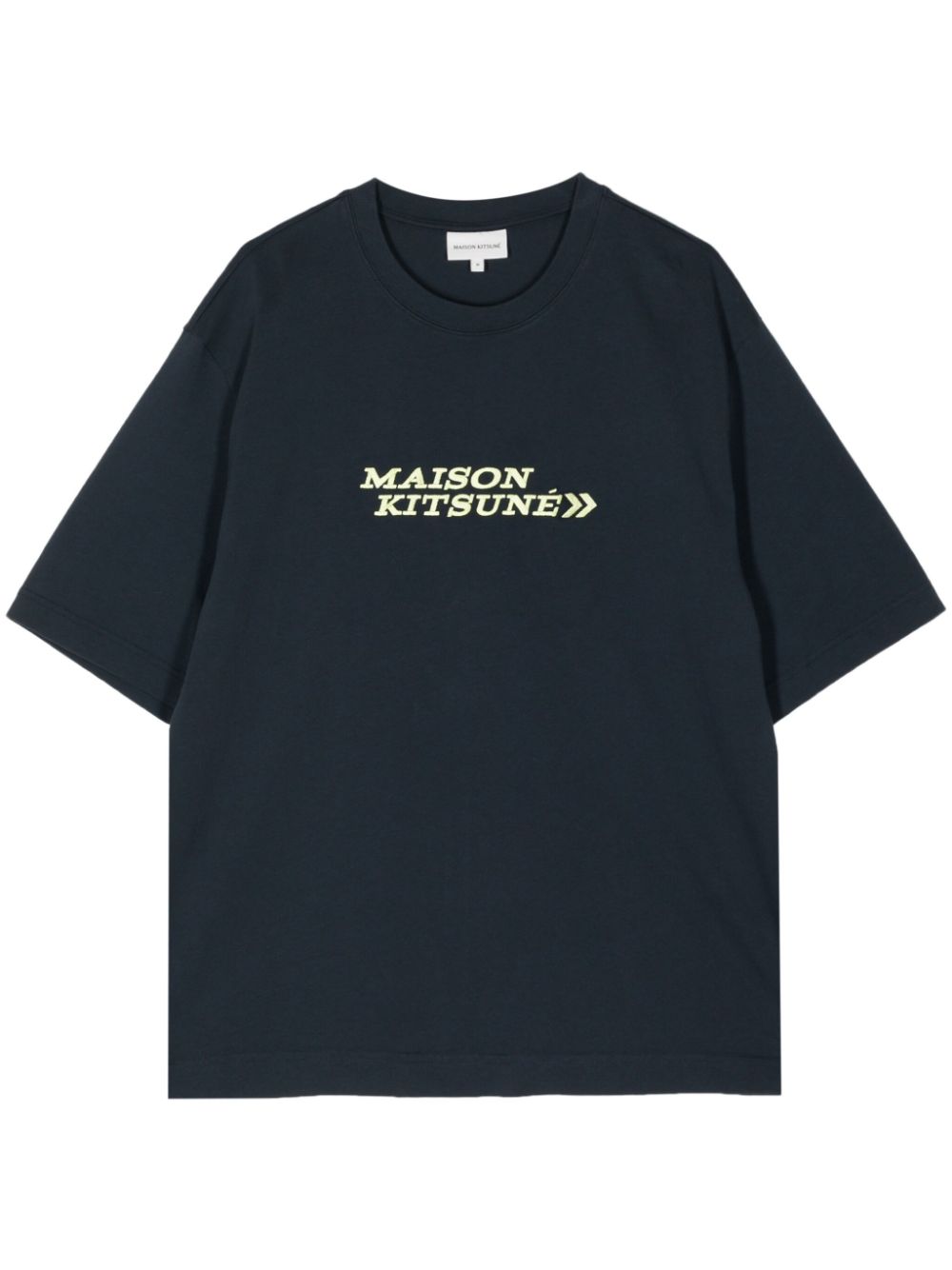 Men T-Shirts Maison-Kitsune Maison Kitsuné logo-embroidered Cotton T-shirt Blue