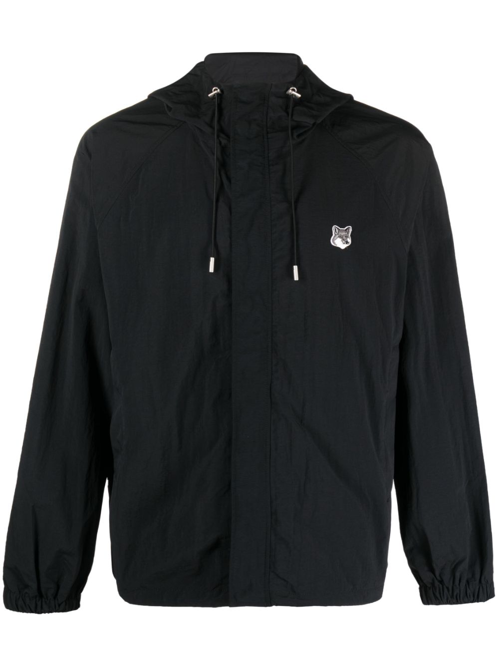 Maison Kitsuné Fox Head-patch Hooded Windbreaker Black Maison-Kitsune Men Sport Jackets & Windbreakers