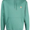 Maison-Kitsune Maison Kitsuné Fox-motif Cotton Hoodie Green Men Hoodies