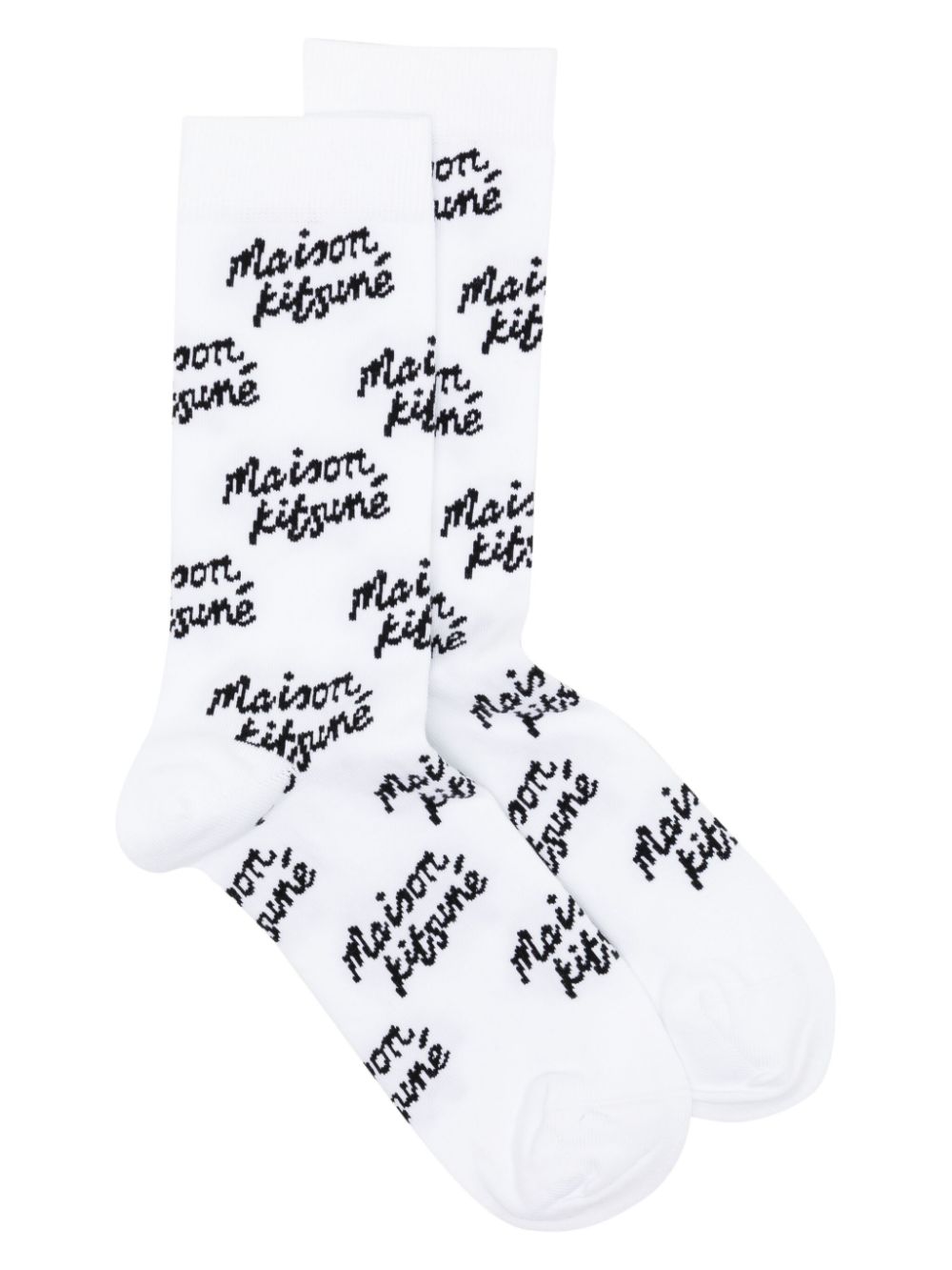 Maison Kitsuné Monogram Knit Socks White Men Socks Maison-Kitsune