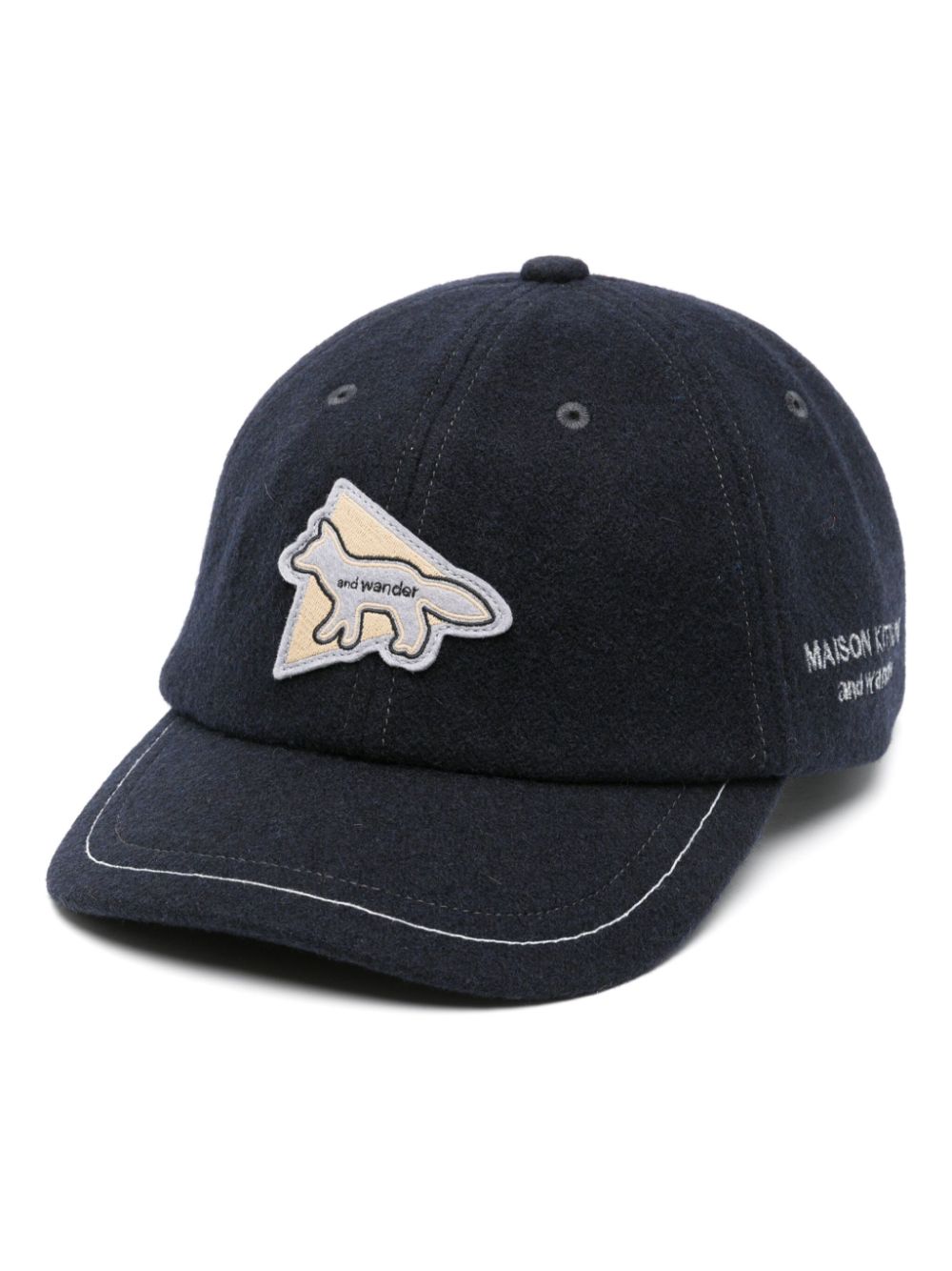Maison Kitsuné x And Wander logo-appliqué Cap Blue Men Hats Maison-Kitsune