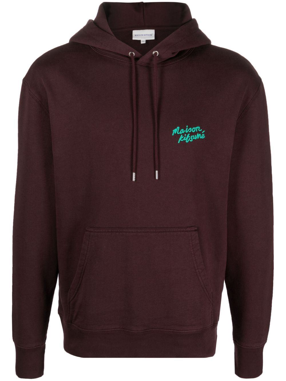 Maison Kitsuné logo-embroidered Cotton Hoodie Brown Maison-Kitsune Men Hoodies