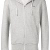 Maison-Kitsune Maison Kitsuné Embroidered Logo Zipped Hoodie Grey Men Hoodies