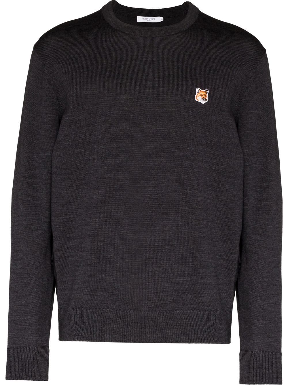 Maison Kitsuné Fox Head Wool Jumper Grey Maison-Kitsune Men Knitted Sweaters