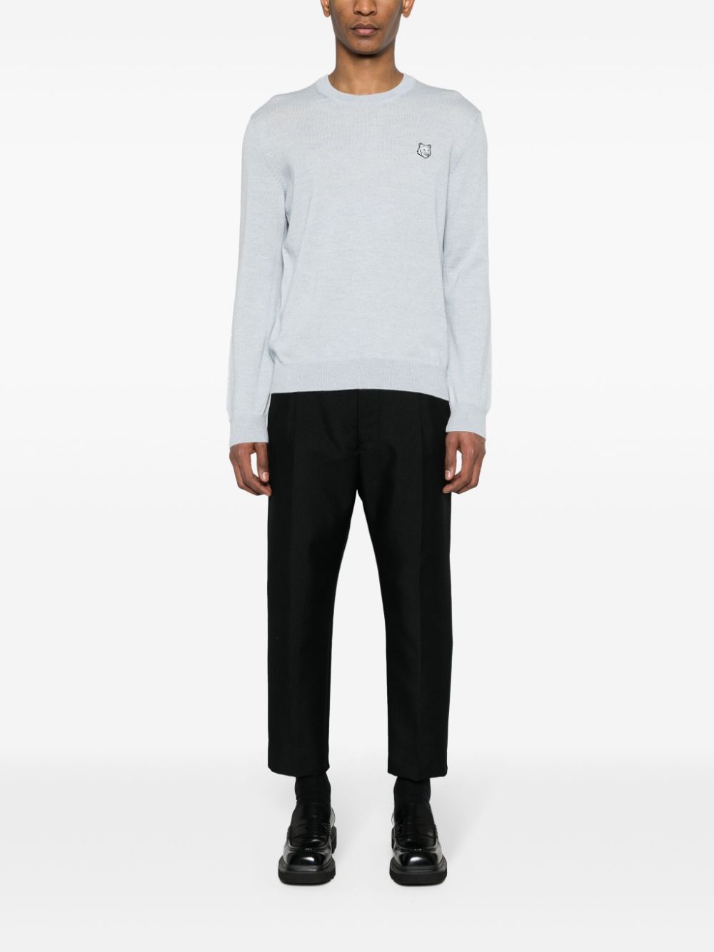 Maison Kitsuné Bold Fox Head Wool Jumper Blue Men Knitted Sweaters Maison-Kitsune