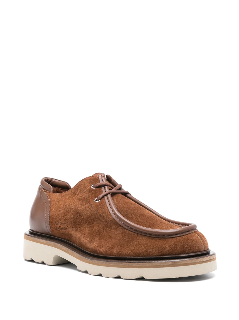 Maison-Kitsune Derby Shoes Men Maison Kitsuné Suede Derby Shoes Brown