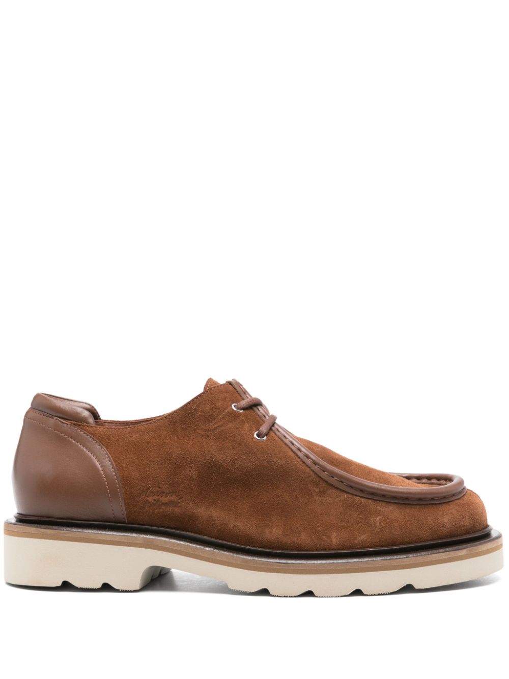 Maison-Kitsune Derby Shoes Men Maison Kitsuné Suede Derby Shoes Brown