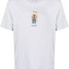 Maison Kitsuné graphic-print mélange-effect Cotton T-shirt Grey Men T-Shirts Maison-Kitsune