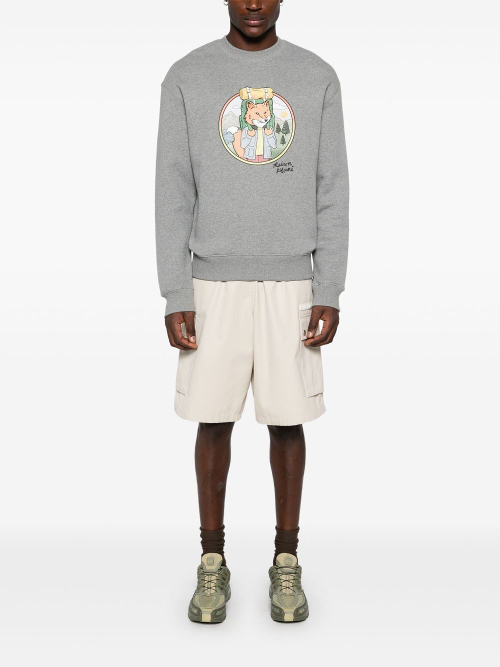 Men Sweatshirts Maison-Kitsune Maison Kitsuné fox-print Sweatshirt Grey