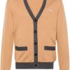 Men Cardigans Maison-Kitsune Maison Kitsuné Baby Fox-patch Wool Cardigan Neutrals