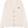 Maison Kitsuné Bold Fox Head Patch Comfort Cardigan Neutrals Maison-Kitsune Men Cardigans