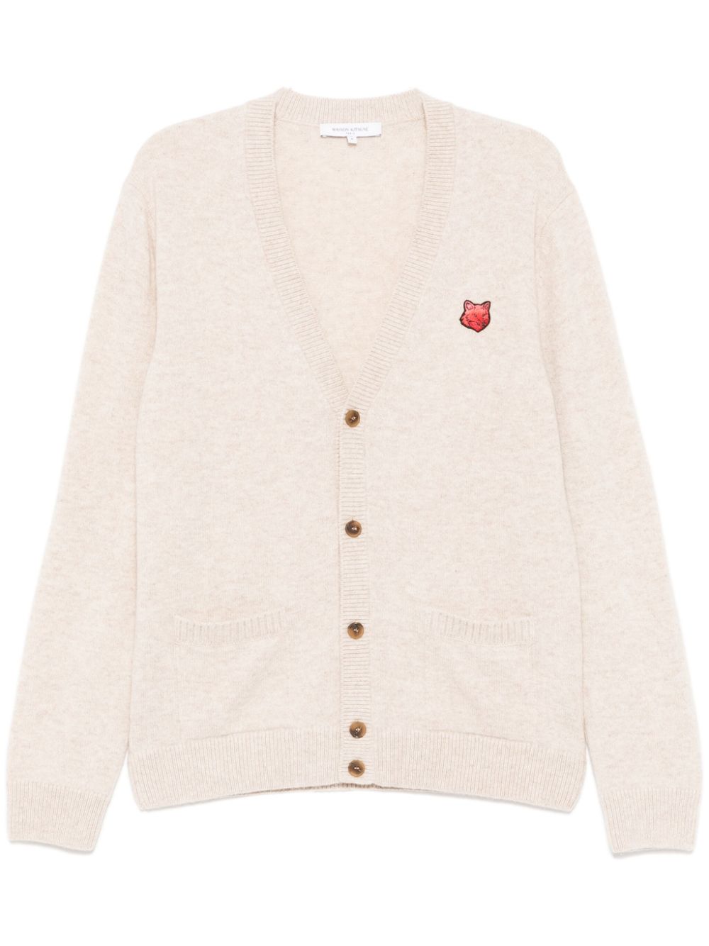 Maison Kitsuné Bold Fox Head Patch Comfort Cardigan Neutrals Maison-Kitsune Men Cardigans