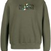 Maison Kitsuné floral-embroidered Cotton Sweatshirt Green Maison-Kitsune Men Sweatshirts