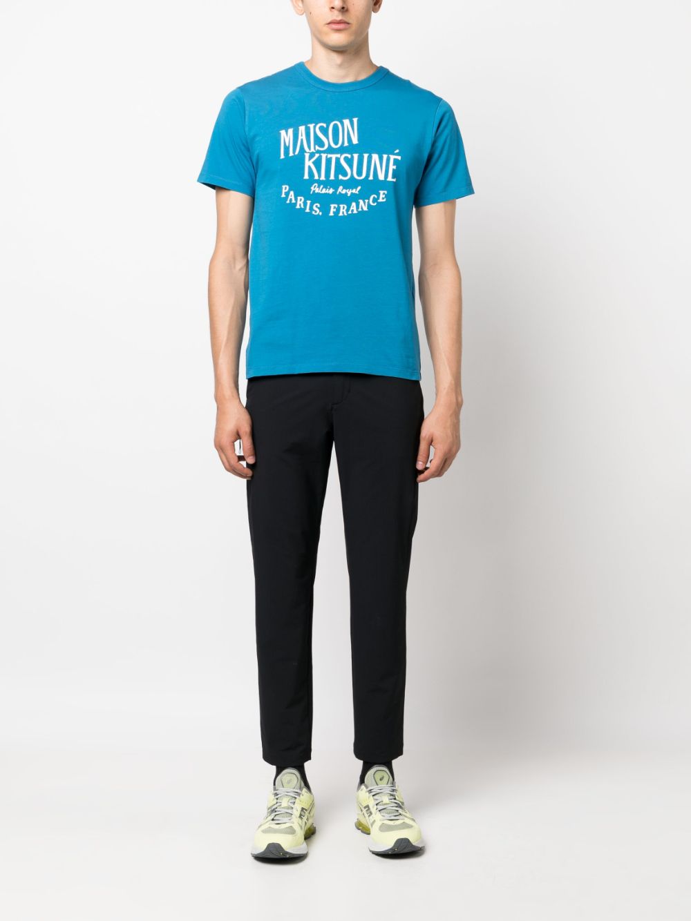 Maison Kitsuné logo-print Cotton T-shirt Blue Maison-Kitsune Men T-Shirts