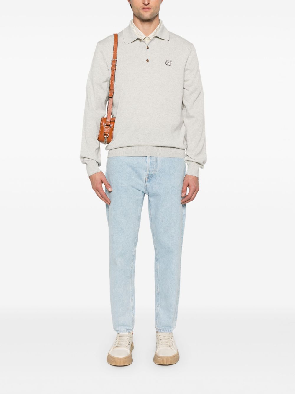Maison-Kitsune Maison Kitsuné Bold Fox Head Polo Shirt Grey Men Polo Shirts