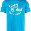 Maison Kitsuné logo-print Cotton T-shirt Blue Maison-Kitsune Men T-Shirts