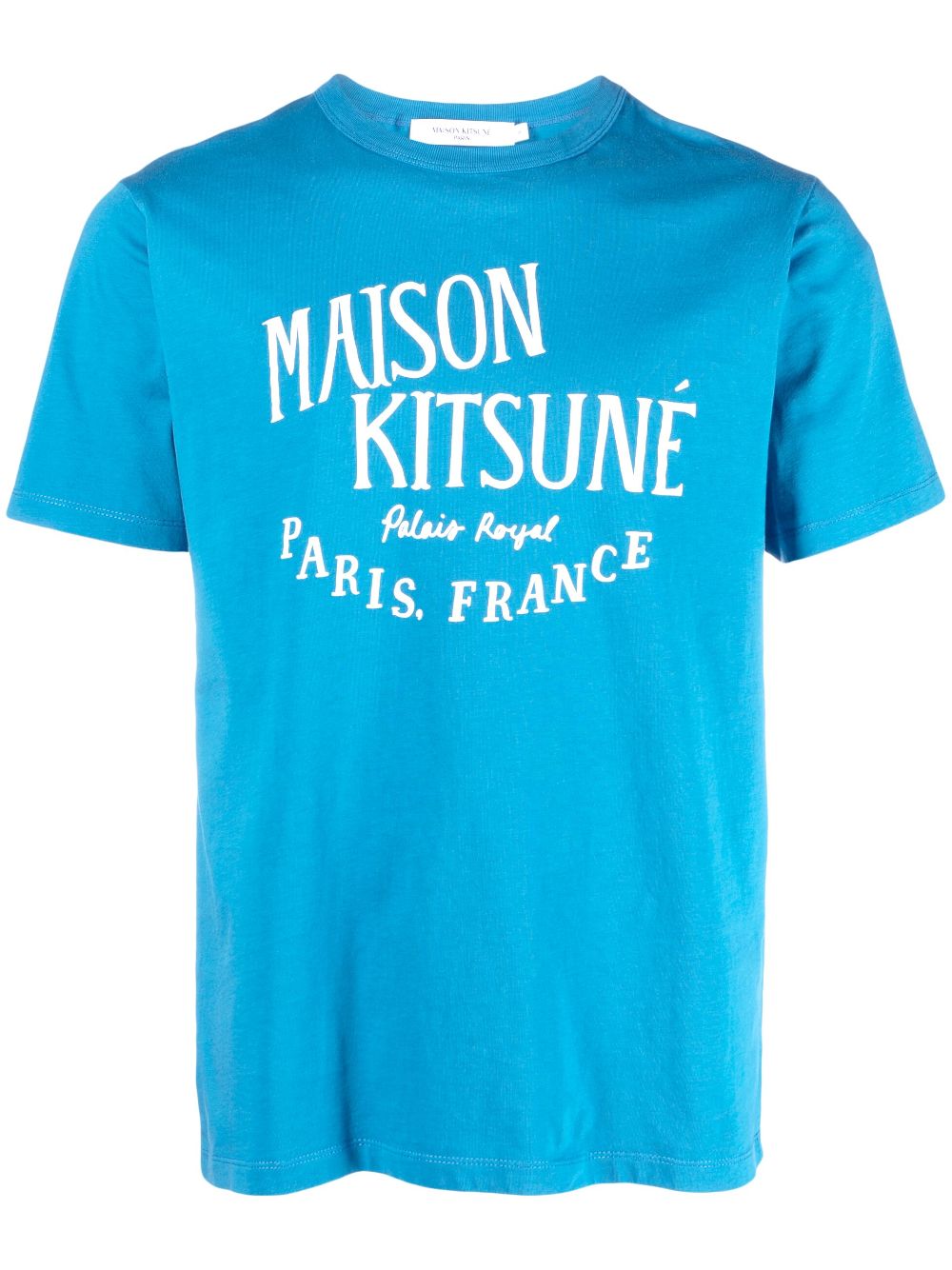Maison Kitsuné logo-print Cotton T-shirt Blue Maison-Kitsune Men T-Shirts