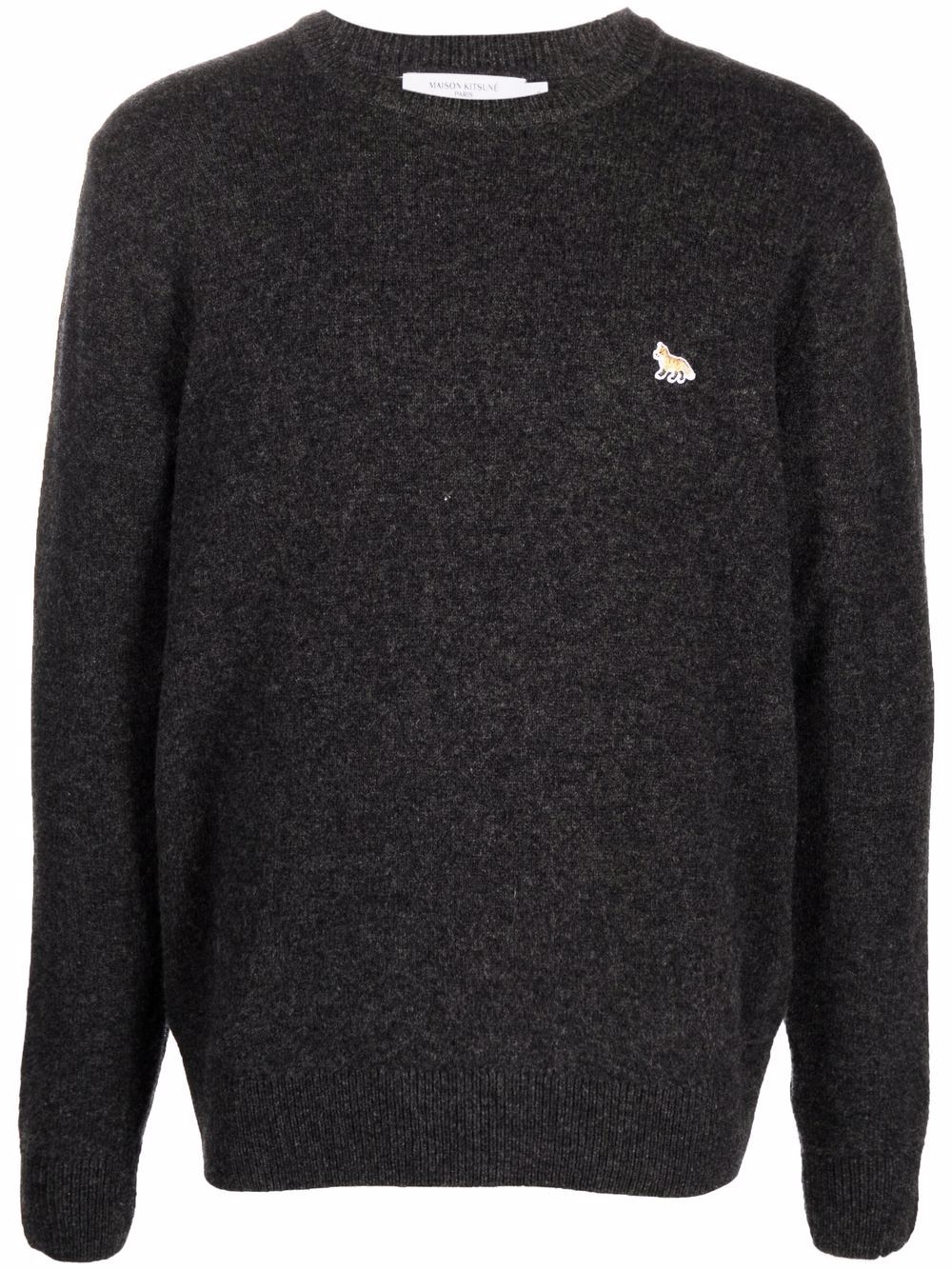 Maison-Kitsune Maison Kitsuné Logo Embroidered Jumper Grey Men Knitted Sweaters