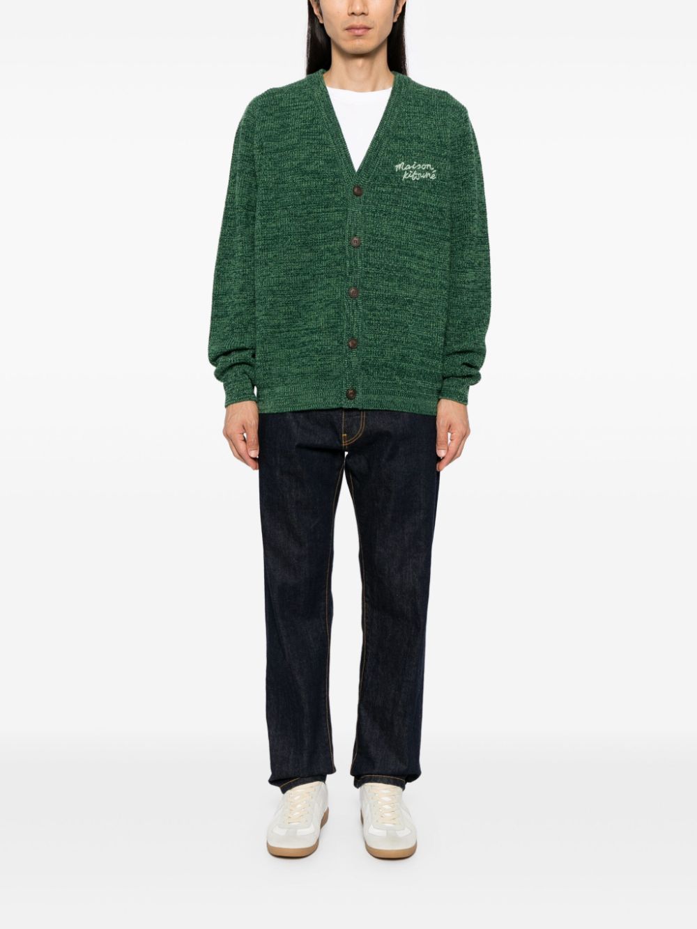 Maison-Kitsune Cardigans Men Maison Kitsuné Handwriting Comfort Cardigan Green