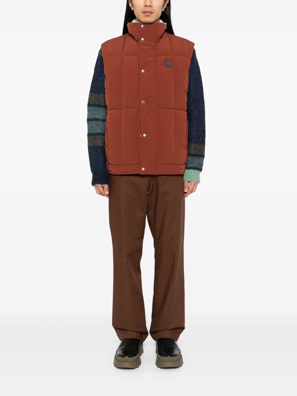 Maison-Kitsune Down Jackets Men Maison Kitsuné Fleece Collar Sleeveless Jacket Neutrals