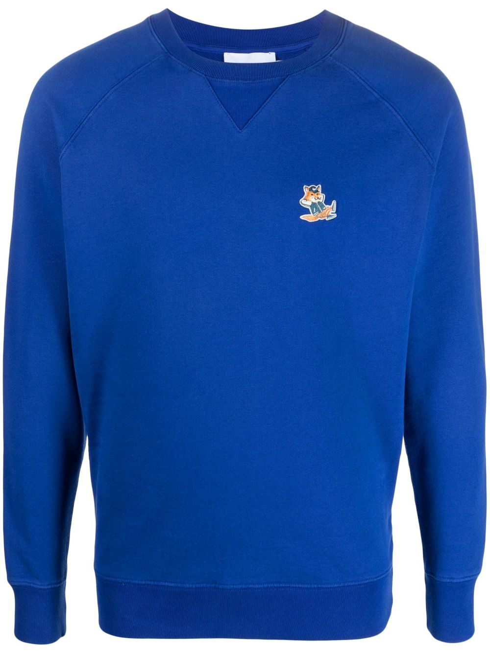 Maison Kitsuné fox-patch Cotton Sweatshirt Blue Maison-Kitsune Men Sweatshirts