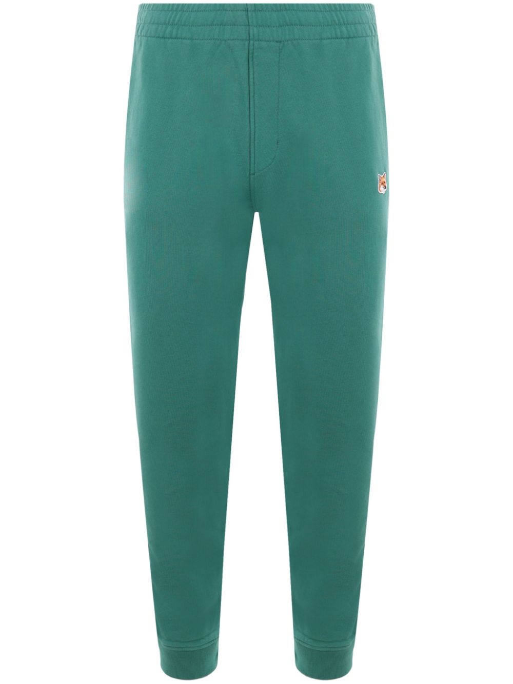 Maison Kitsuné embroidered-logo Cotton Joggers Green Men Sweatpants Maison-Kitsune