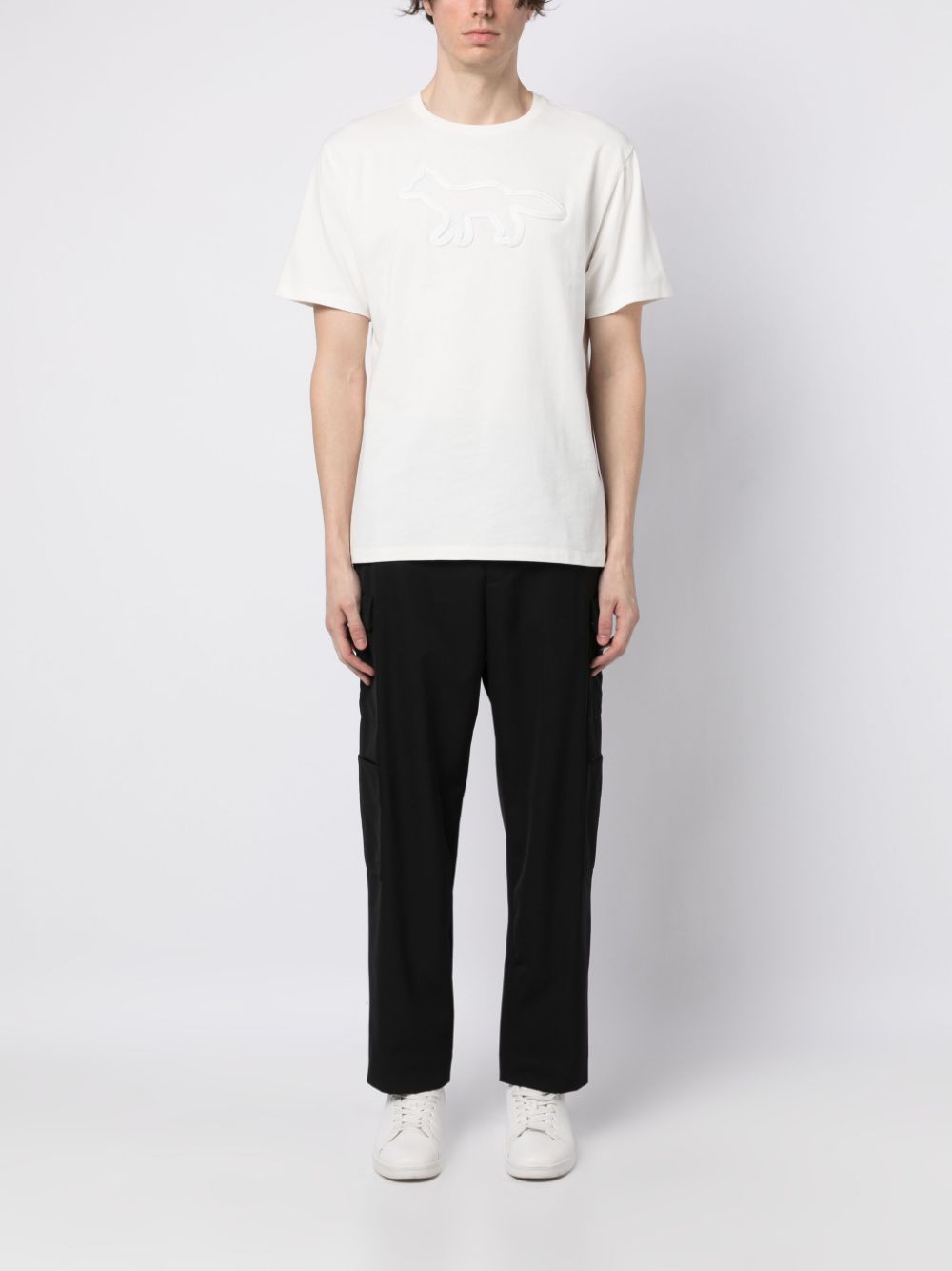 Maison Kitsuné Contour Fox Embroidered T-shirt White Men T-Shirts Maison-Kitsune