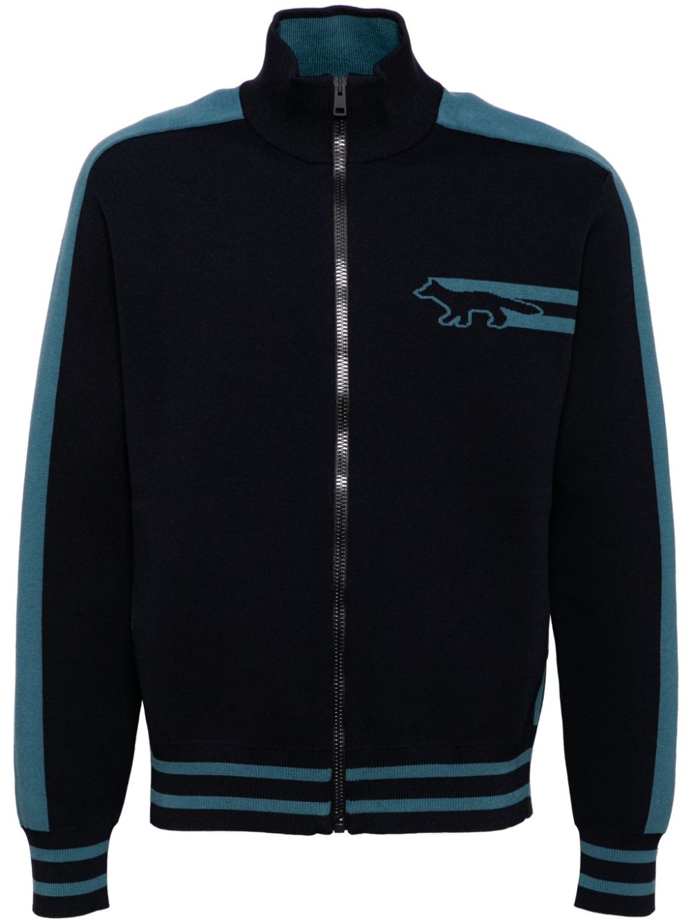 Maison Kitsuné zip-up Sweater Blue Maison-Kitsune Men Knitted Sweaters