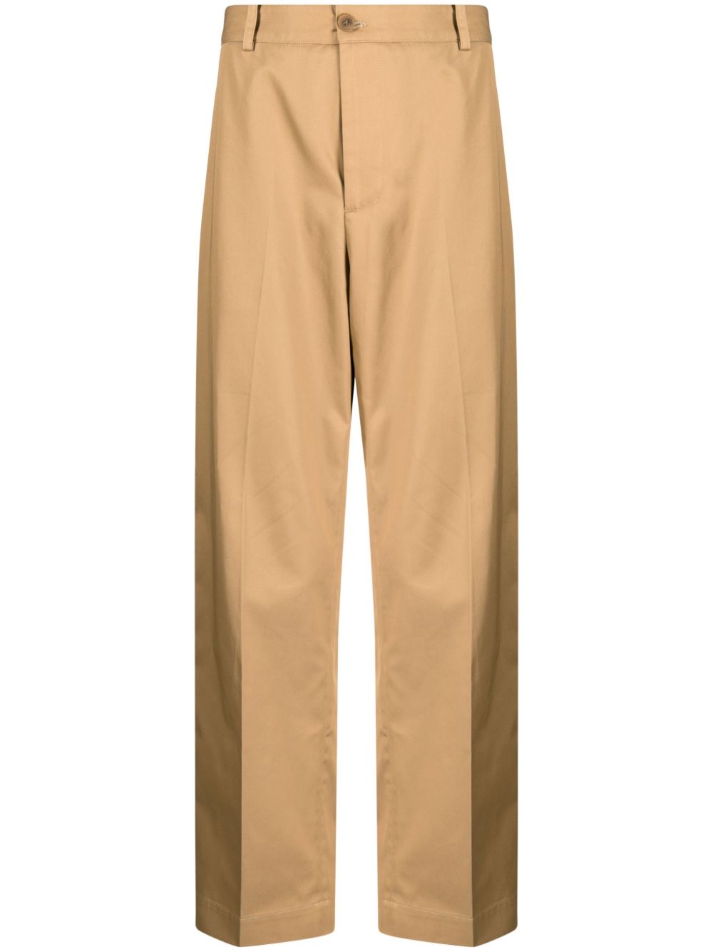 Maison Kitsuné mid-rise straight-leg Cotton Trousers Brown Men Regular-Fit & Straight Leg Pants Maison-Kitsune