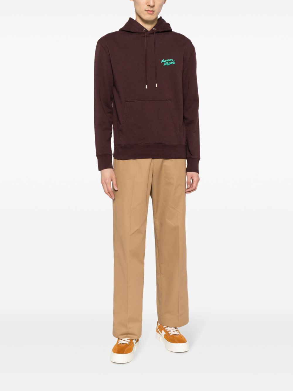 Maison Kitsuné mid-rise straight-leg Cotton Trousers Brown Men Regular-Fit & Straight Leg Pants Maison-Kitsune