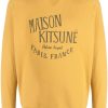 Maison Kitsuné logo-print crew-neck Sweatshirt Yellow Men Sweatshirts Maison-Kitsune
