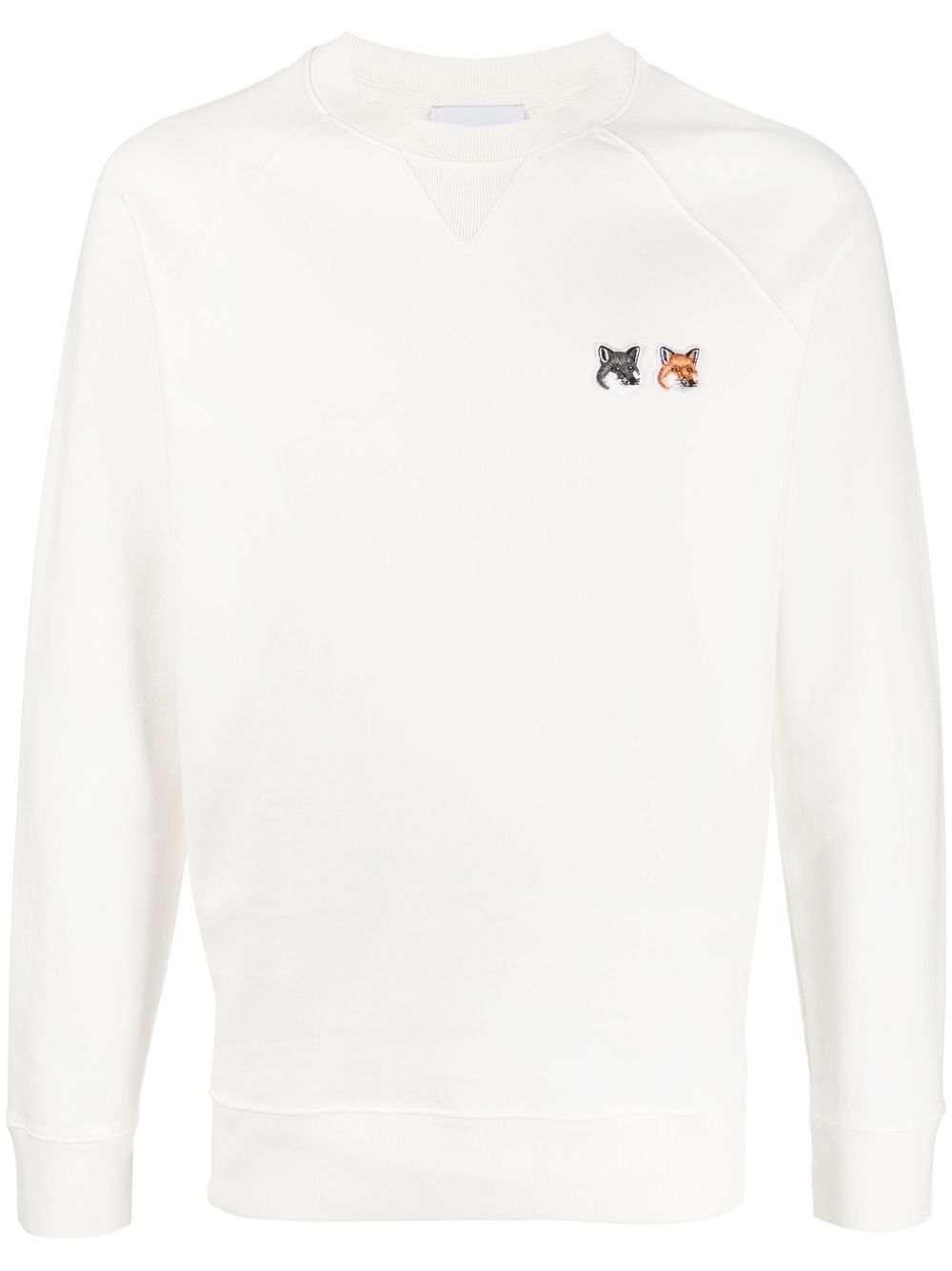 Maison Kitsuné fox-patch crew-neck Sweatshirt Neutrals Maison-Kitsune Men Sweatshirts