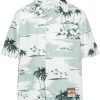 Maison Kitsuné island-print Bowling Shirt Blue Men Shirts Maison-Kitsune