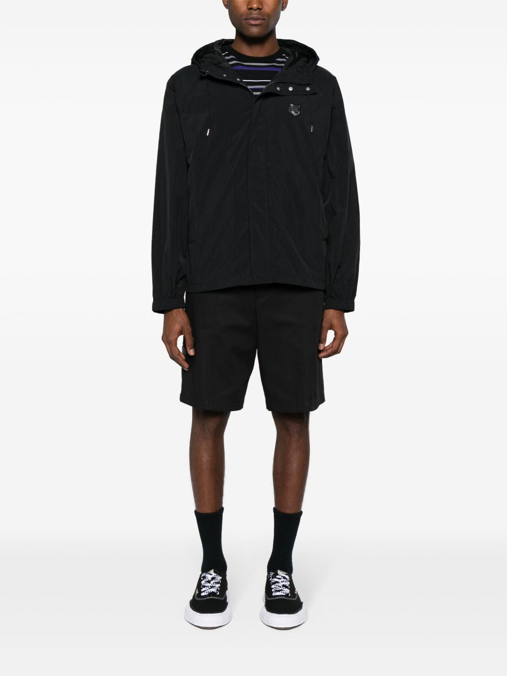 Men Lightweight Jackets Maison-Kitsune Maison Kitsuné Crinkled Hooded Windbreaker Black