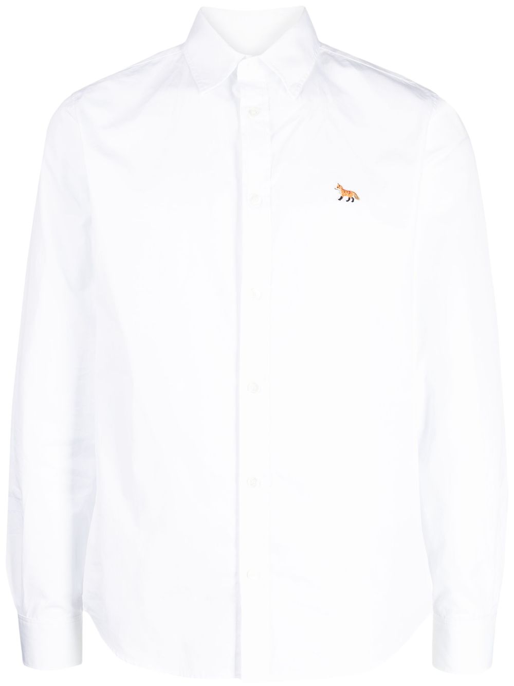 Maison Kitsuné fox-motif button-up Cotton Shirt White Maison-Kitsune Men Shirts