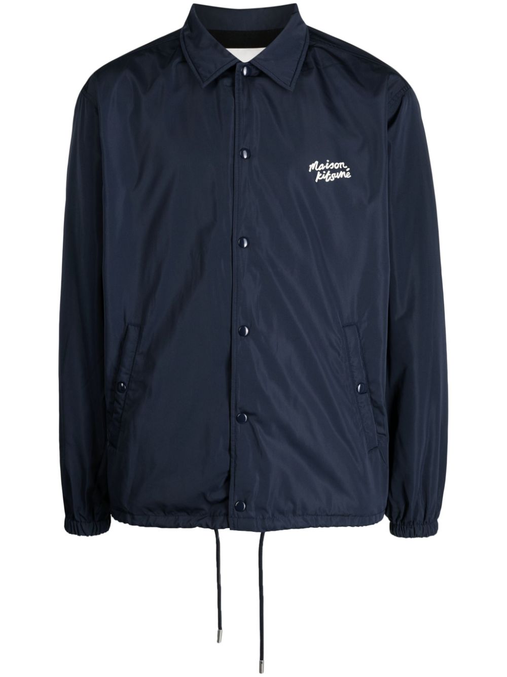 Maison-Kitsune Shirt Jackets Men Maison Kitsuné logo-embroidered Drawstring Shirt Jacket Blue