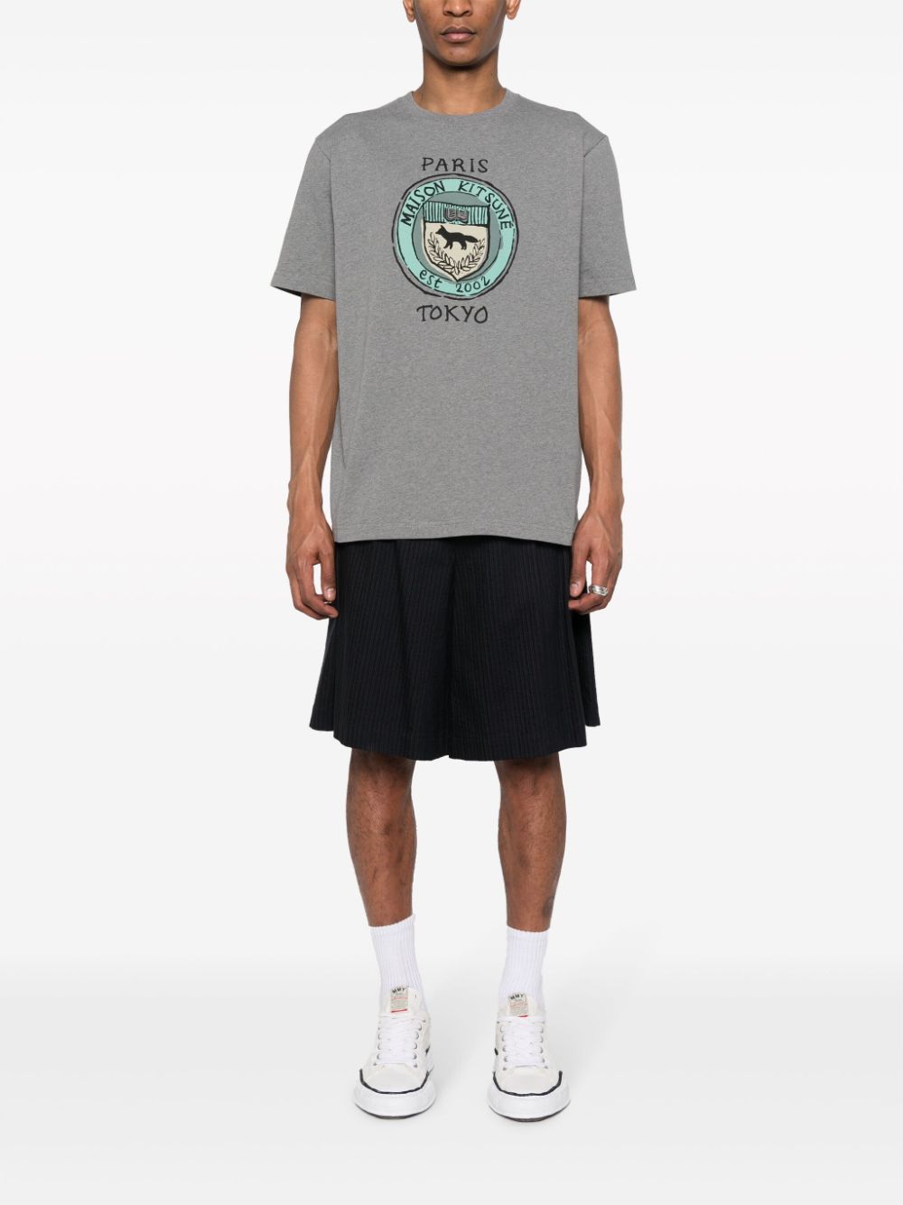 Maison Kitsuné City Coins Cotton T-shirt Grey Maison-Kitsune Men T-Shirts