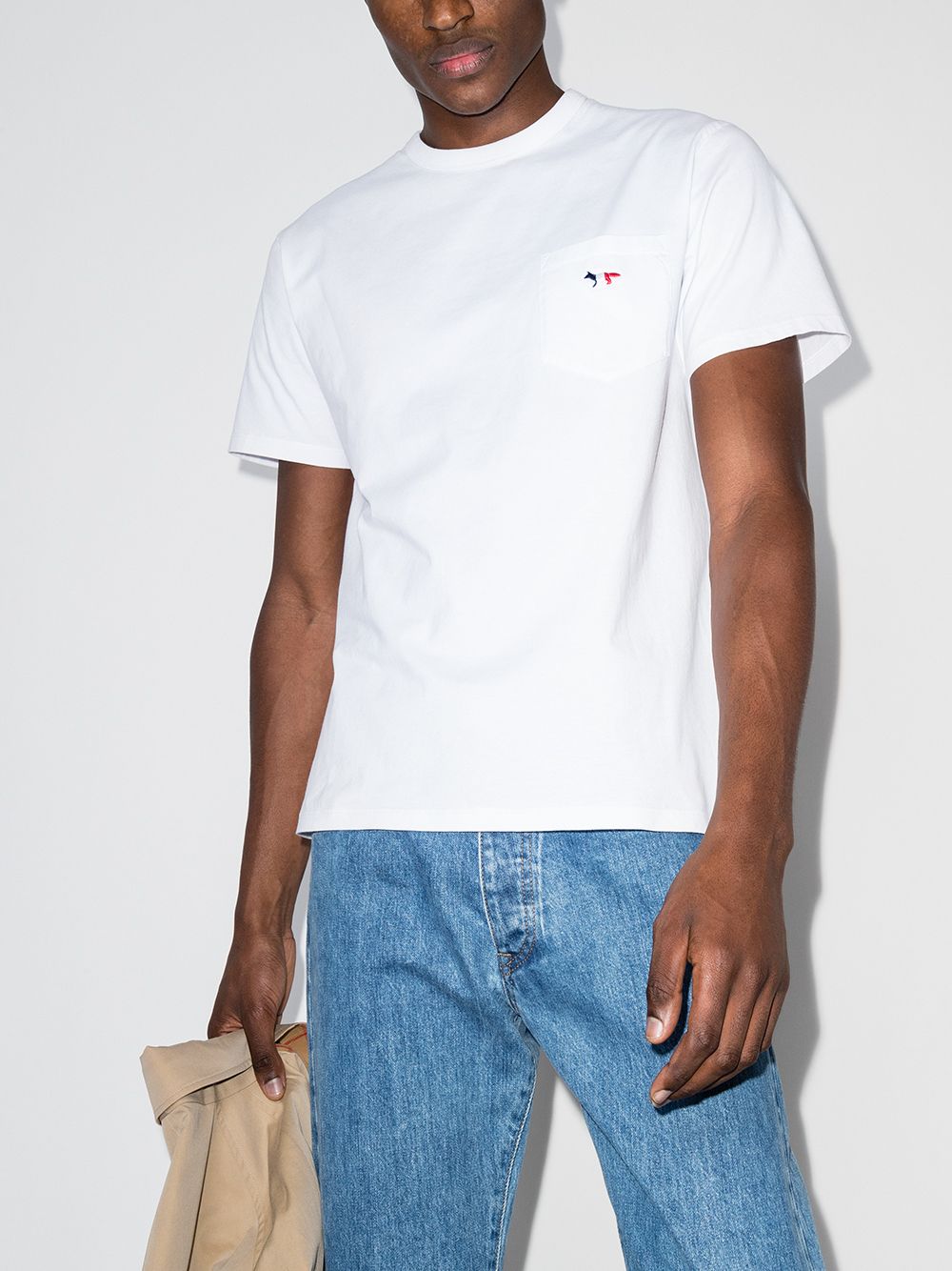 Maison-Kitsune Maison Kitsuné Embroidered Logo T-shirt White Men T-Shirts