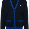 Maison Kitsuné Baby Fox-patch Wool Cardigan Blue Maison-Kitsune Men Cardigans