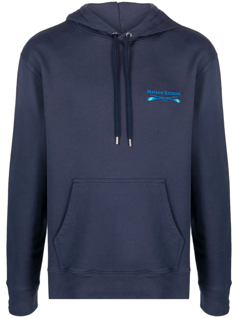 Men Hoodies Maison-Kitsune Maison Kitsuné Oars logo-embroidered Hoodie Blue