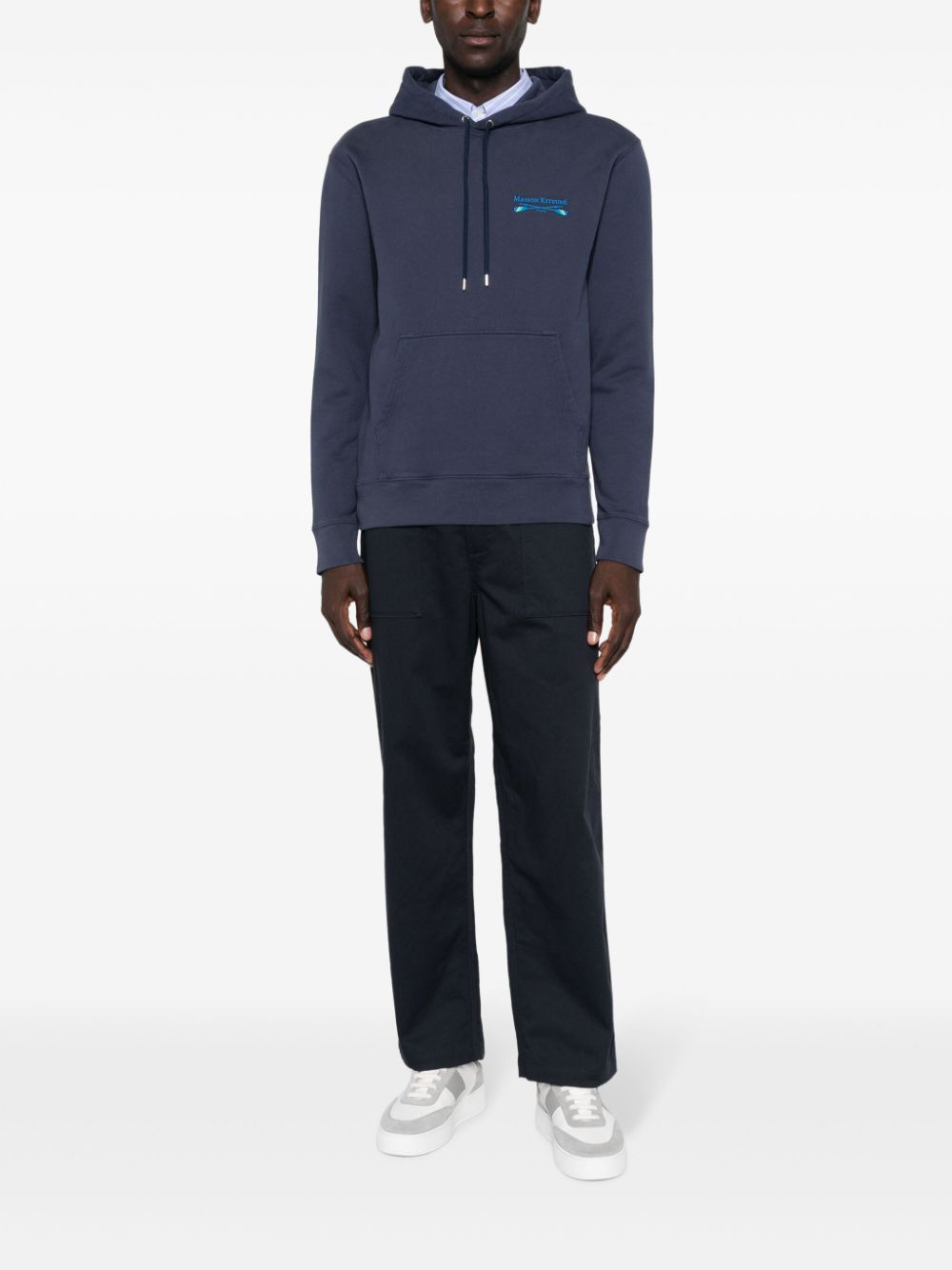 Men Hoodies Maison-Kitsune Maison Kitsuné Oars logo-embroidered Hoodie Blue